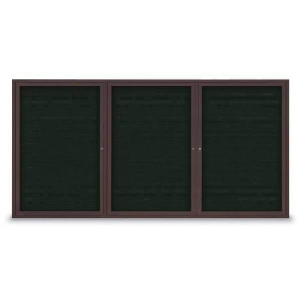 18"x24" 1-Door Enclosed Outdoor Letterboard, Green Felt/Bronze Alum